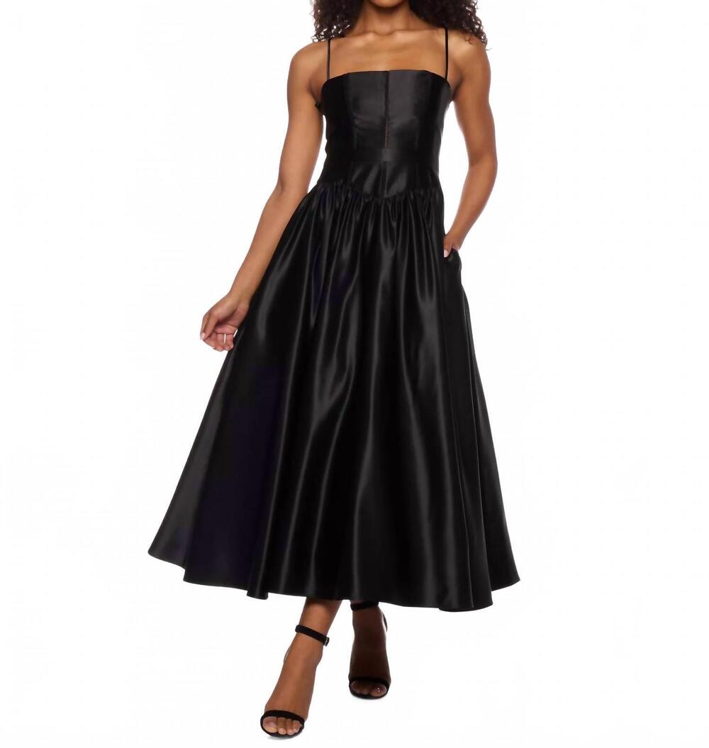 NEW ALEX & SOPHIA juniors' satin corset fit & flare dress in black